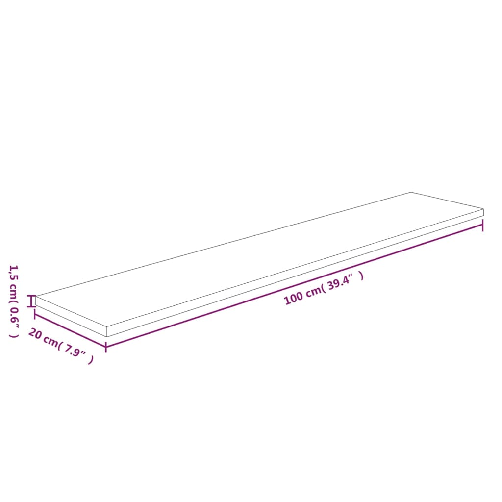 vidaXL Étagère 100x20x1,5 cm Chêne massif non traité
