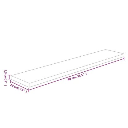 vidaXL Regalboden 80x20x2,5 cm Unbehandeltes Massivholz Eiche