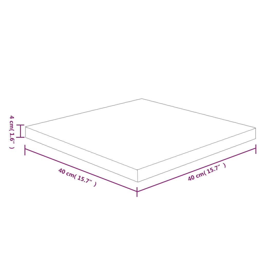 vidaXL Tischplatte Quadratisch 40x40x4 cm Eichenholz Unbehandelt