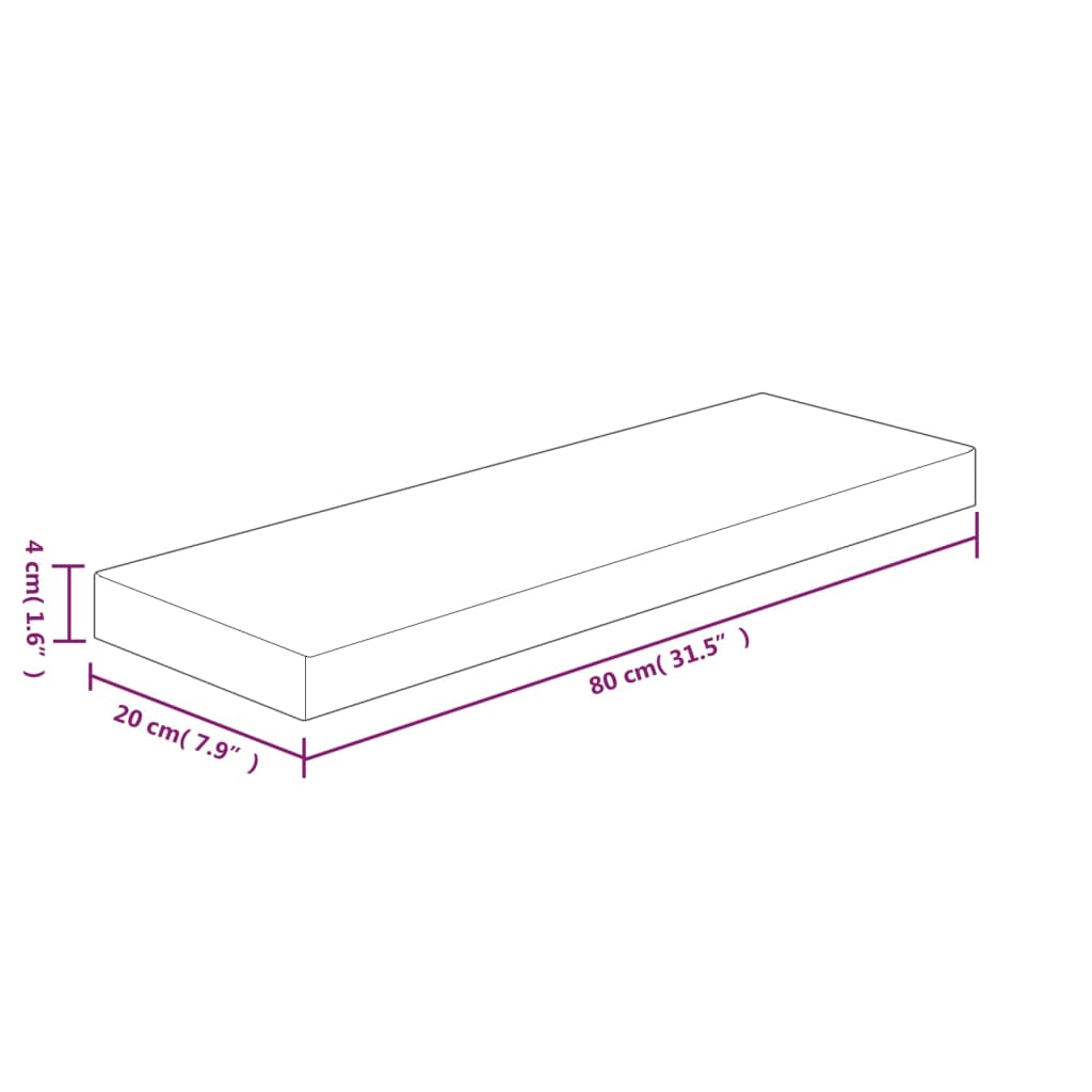 vidaXL Étagère murale 80x20x4 cm Bois de chêne massif non traité