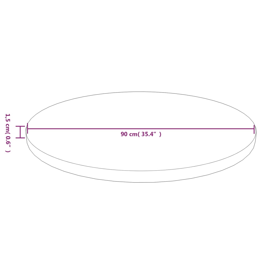 vidaXL Plateau de table rond marron foncé Ø90x1,5 cm en bois de chêne traité
