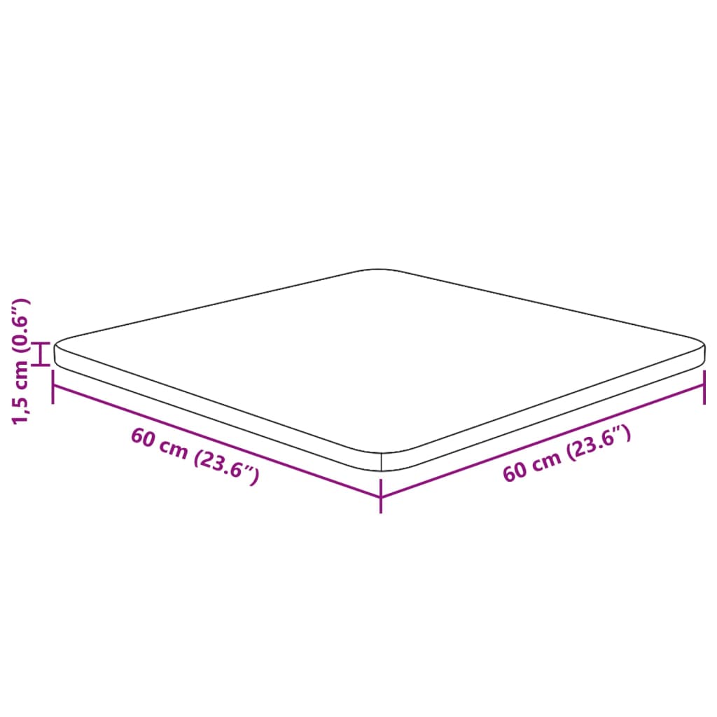 vidaXL Plateau de table carré marron foncé 60x60x1,5 cm chêne traité
