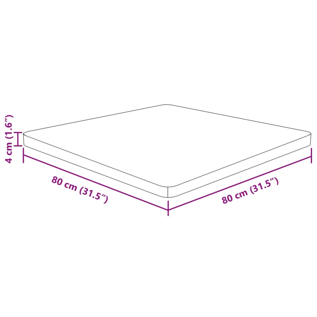 vidaXL Tischplatte Quadratisch Hellbraun 80x80x4cm Behandelte Eiche