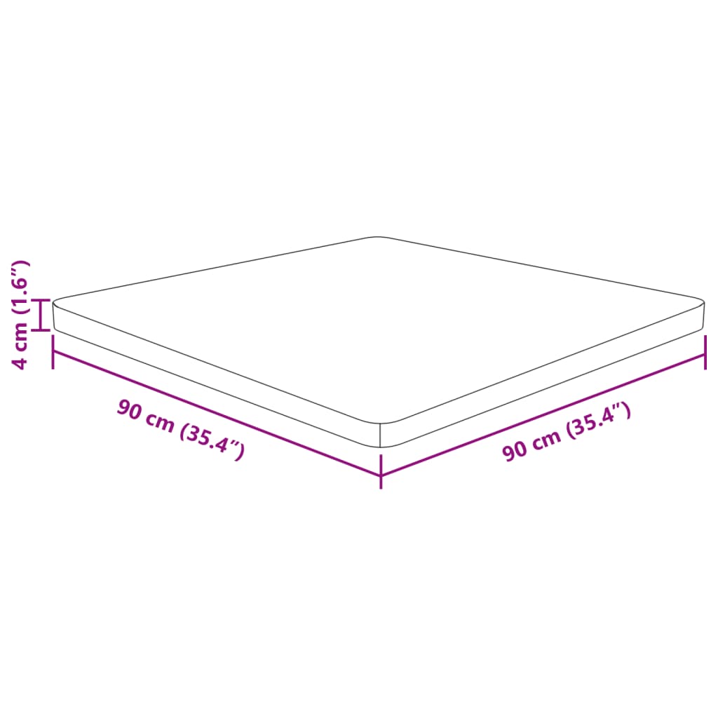 vidaXL Tischplatte Quadratisch Hellbraun 90x90x4cm Behandelte Eiche