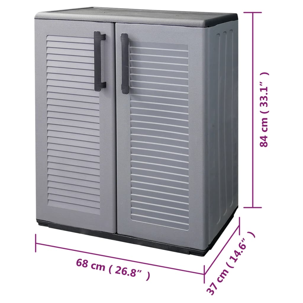 vidaXL Armoire de rangement de jardin Gris Noir 68x37x84 cm PP