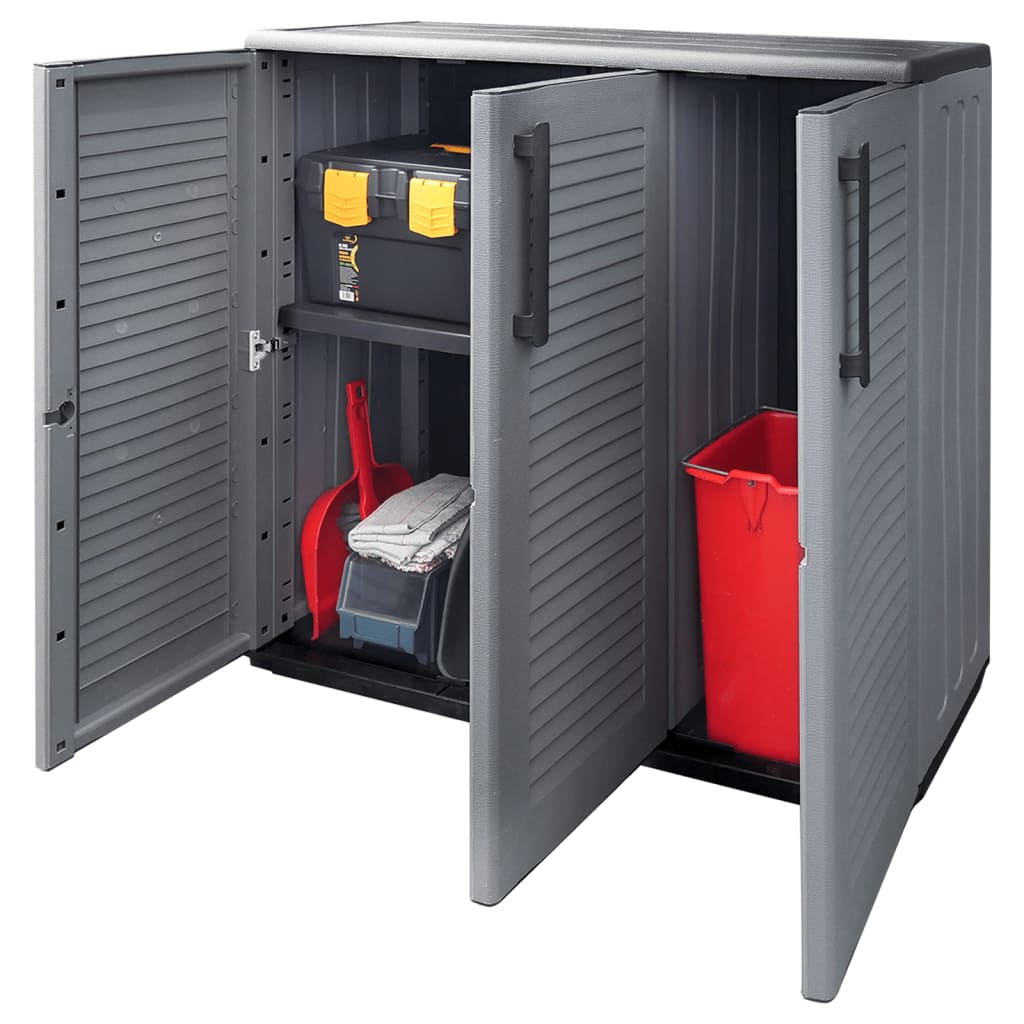 vidaXL Armoire de jardin gris et noir 102x37x84 cm PP
