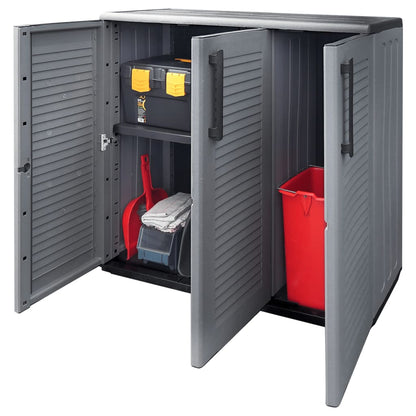 vidaXL Armoire de jardin gris et noir 102x37x84 cm PP