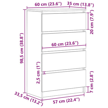 vidaXL Sideboard Räuchereiche 60x35x98,5 cm Holzwerkstoff
