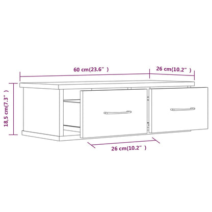 vidaXL Armoire murale chêne fumé 60x26x18,5 cm bois d'ingénierie