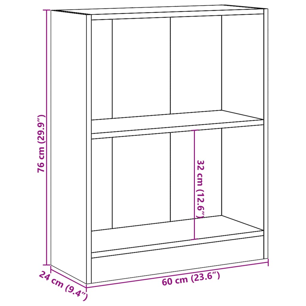 vidaXL Bücherregal Räuchereiche 60x24x76 cm Holzwerkstoff
