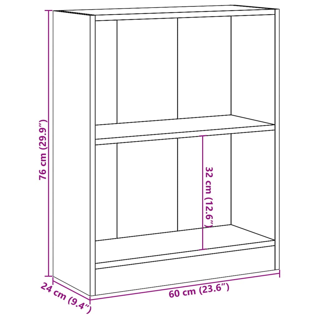 vidaXL Bücherregal Grau Sonoma 60x24x76 cm Holzwerkstoff