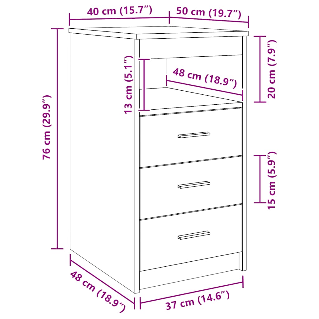 Sideboard mit Schubladen Räuchereiche 40x50x76 cm Holzwerkstoff