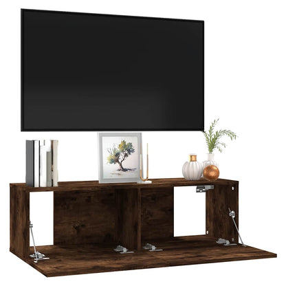 vidaXL Meuble TV mural chêne fumé 100x30x30 cm bois d'ingénierie