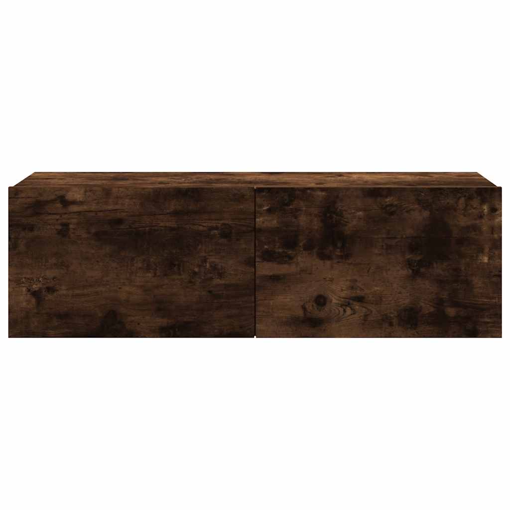 vidaXL Meuble TV mural chêne fumé 100x30x30 cm bois d'ingénierie