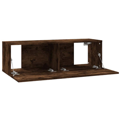 vidaXL Meuble TV mural chêne fumé 100x30x30 cm bois d'ingénierie