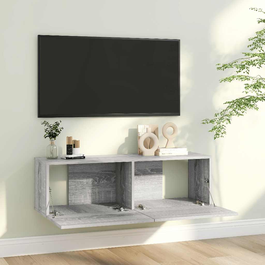vidaXL Meuble TV mural gris Sonoma 100x30x30 cm en bois d'ingénierie