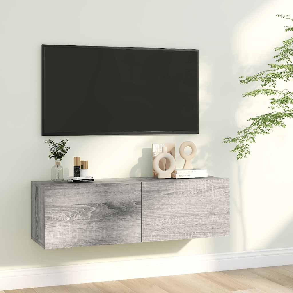 vidaXL Meuble TV mural gris Sonoma 100x30x30 cm en bois d'ingénierie