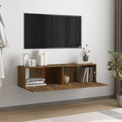 vidaXL Meuble TV mural chêne fumé 120x30x30 cm bois d'ingénierie