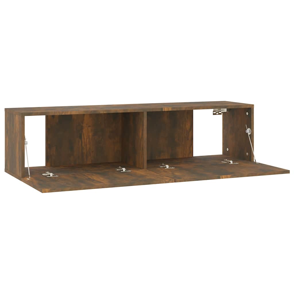 vidaXL Meuble TV mural chêne fumé 120x30x30 cm bois d'ingénierie