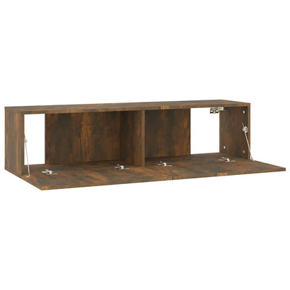 vidaXL Meuble TV mural chêne fumé 120x30x30 cm bois d'ingénierie
