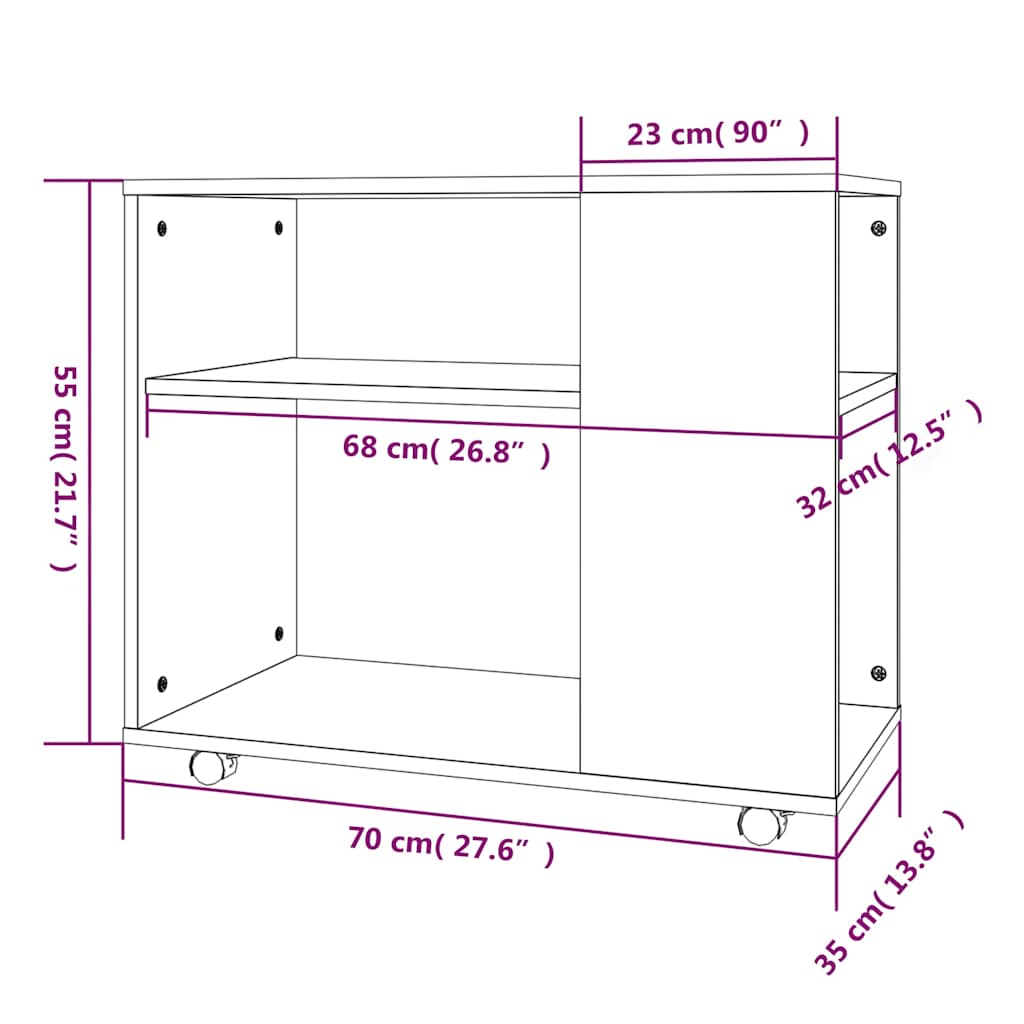 Beistelltisch Räuchereiche 70x35x55 cm Holzwerkstoff
