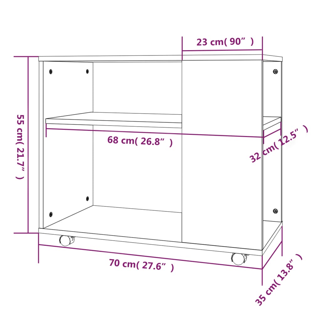 vidaXL Table d'appoint Chêne marron 70x35x55 cm Bois d'ingénierie
