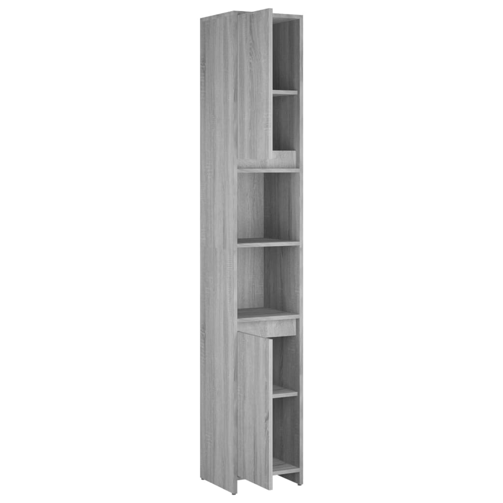 vidaXL Badezimmerschrank Grau Sonoma 30x30x183,5 cm Holzwerkstoff