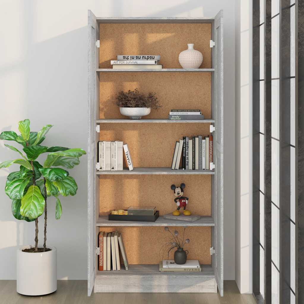 vidaXL Badezimmerschrank Grau Sonoma 82,5x30,5x185,5 cm Holzwerkstoff