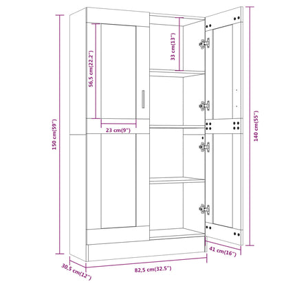 vidaXL Vitrine chêne fumé 82,5x30,5x150 cm Bois d'ingénierie