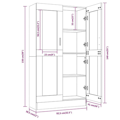 vidaXL Vitrine chêne marron 82,5x30,5x150 cm Aggloméré