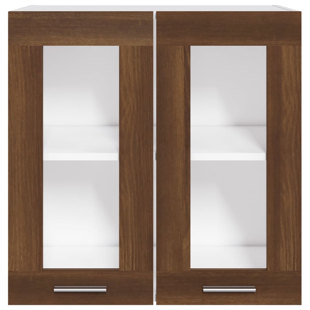 vidaXL Hängeschrank Lyon Glas Braun Eiche-Optik 60x31x60 cm Holzwerkstoff