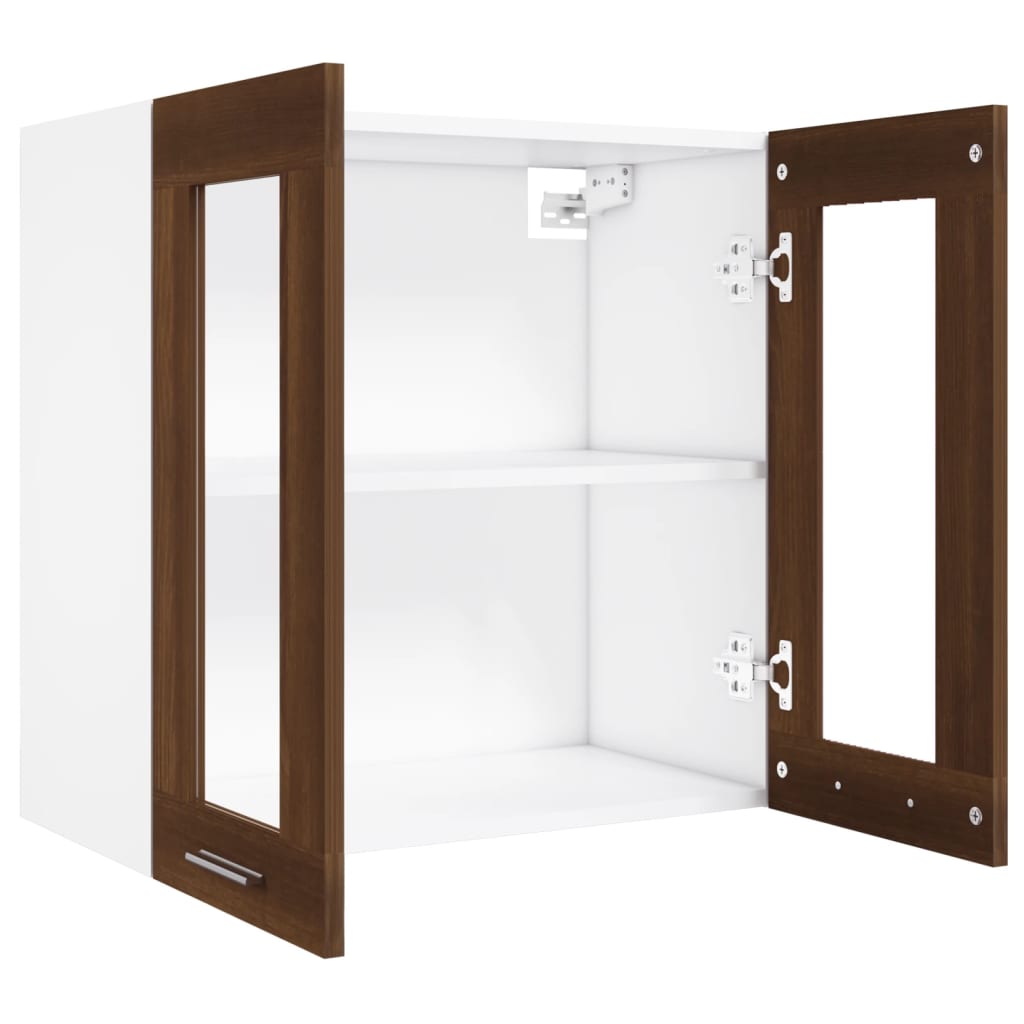 vidaXL Hängeschrank Lyon Glas Braun Eiche-Optik 60x31x60 cm Holzwerkstoff