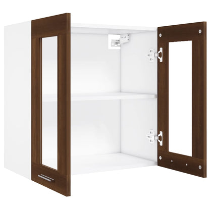 vidaXL Hängeschrank Lyon Glas Braun Eiche-Optik 60x31x60 cm Holzwerkstoff