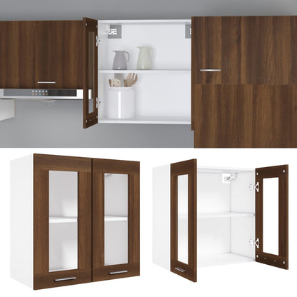 vidaXL Hängeschrank Lyon Glas Braun Eiche-Optik 60x31x60 cm Holzwerkstoff