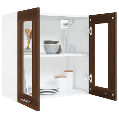 vidaXL Hängeschrank Lyon Glas Braun Eiche-Optik 60x31x60 cm Holzwerkstoff