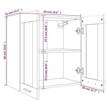 vidaXL Hängeschrank Lyon Glas Braun Eiche-Optik 60x31x60 cm Holzwerkstoff