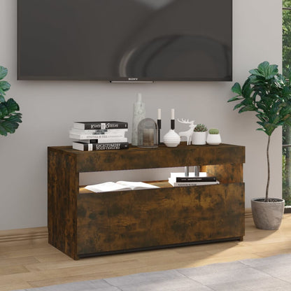 vidaXL TV-Schrank mit LED-Leuchten Räuchereiche 75x35x40 cm
