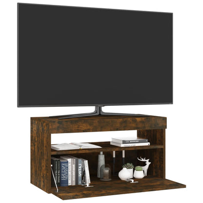 vidaXL TV-Schrank mit LED-Leuchten Räuchereiche 75x35x40 cm