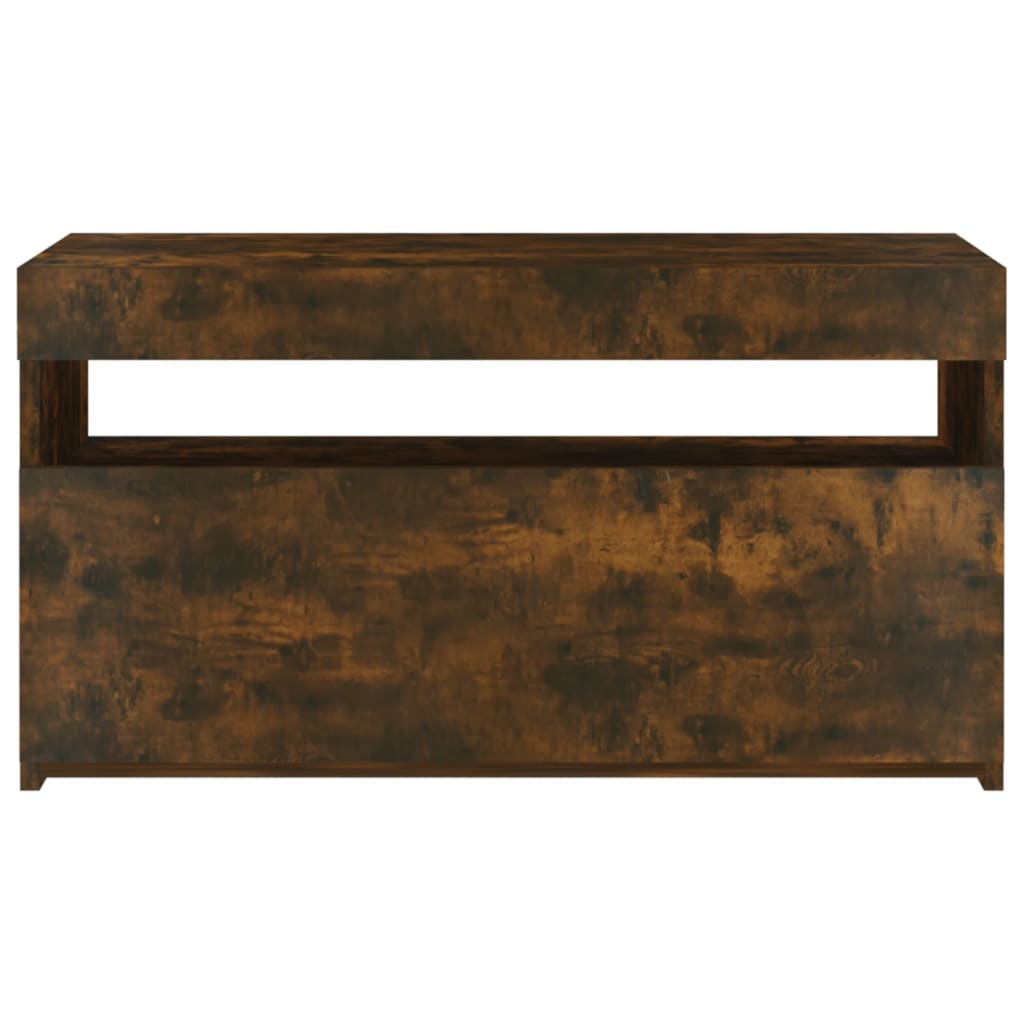 vidaXL TV-Schrank mit LED-Leuchten Räuchereiche 75x35x40 cm