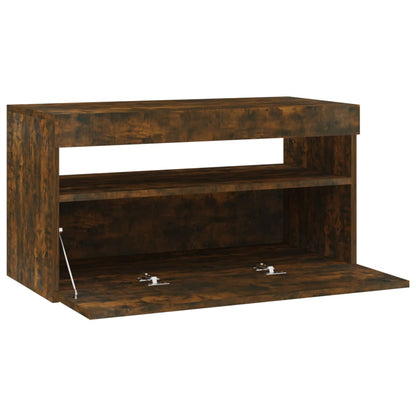 vidaXL TV-Schrank mit LED-Leuchten Räuchereiche 75x35x40 cm