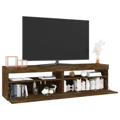 Meuble TV vidaXL avec lumières LED 2 pcs Chêne fumé 75x35x40 cm