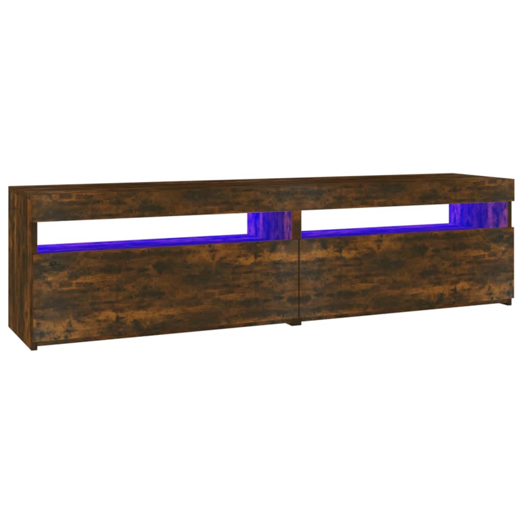 Meuble TV vidaXL avec lumières LED 2 pcs Chêne fumé 75x35x40 cm