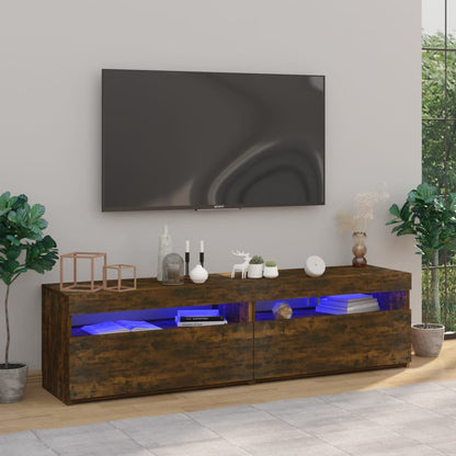 Meuble TV vidaXL avec lumières LED 2 pcs Chêne fumé 75x35x40 cm