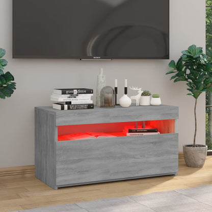 Meuble TV vidaXL avec lumières LED Gris Sonoma 75x35x40 cm