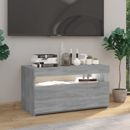 Meuble TV vidaXL avec lumières LED Gris Sonoma 75x35x40 cm