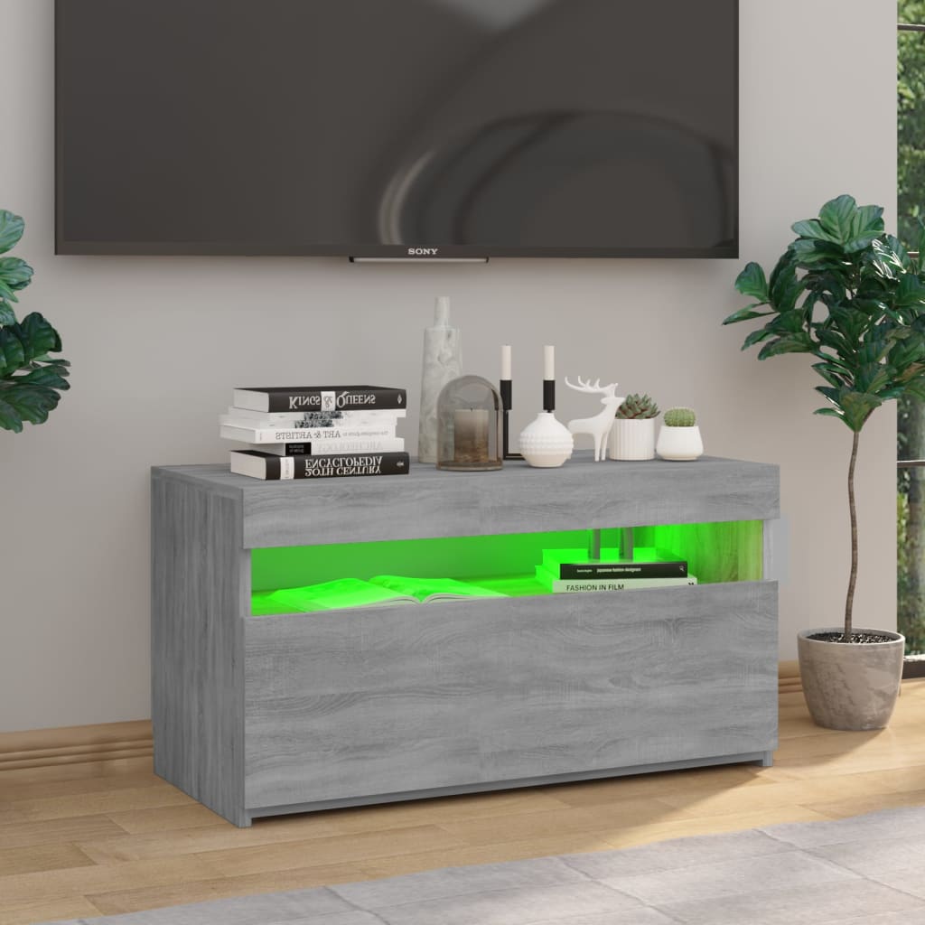 Meuble TV vidaXL avec lumières LED Gris Sonoma 75x35x40 cm