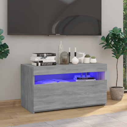 Meuble TV vidaXL avec lumières LED Gris Sonoma 75x35x40 cm