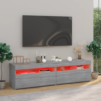 Meuble TV vidaXL avec lumières LED 2 pcs Gris Sonoma 75x35x40 cm