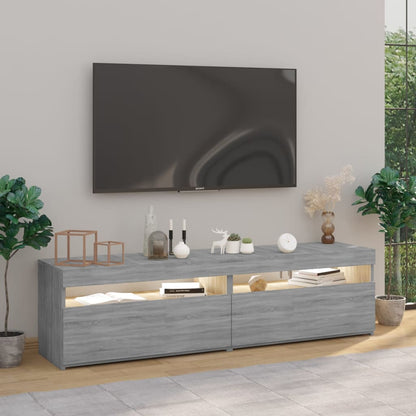 Meuble TV vidaXL avec lumières LED 2 pcs Gris Sonoma 75x35x40 cm