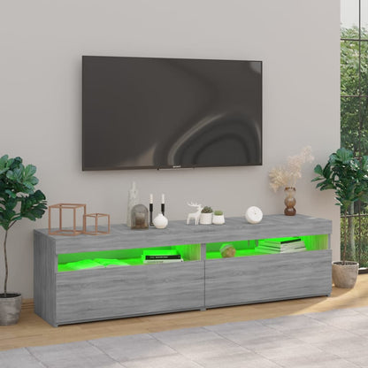 Meuble TV vidaXL avec lumières LED 2 pcs Gris Sonoma 75x35x40 cm